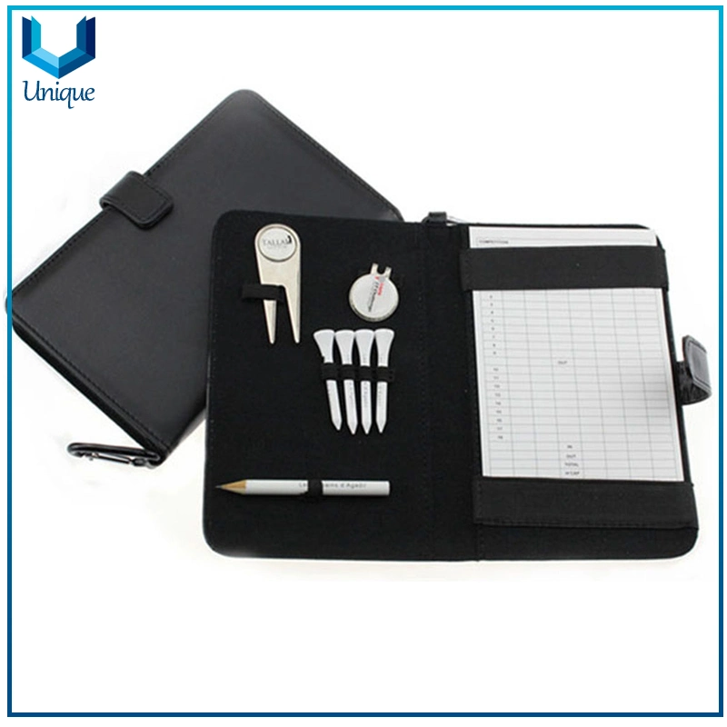 Brand New Black Leather Golf Scorecard Holder, High Quality Factory Wholesale Custom Design Golf Scorecrd Leather Holder